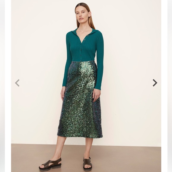 BNWT Vince Sequin Slip Skirt in Jade. Sz XL - Picture 6 of 8